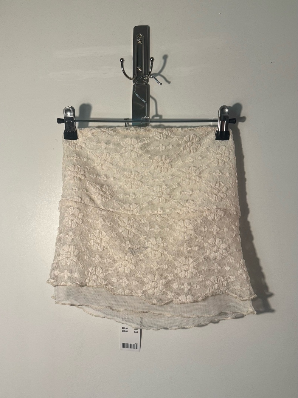 Urban Outfitters Cream Floral Lace Crop Top
